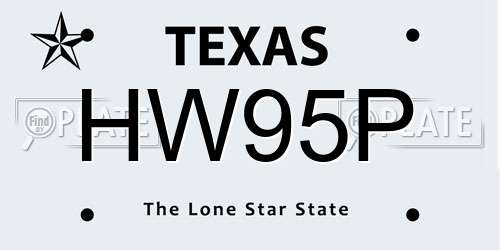HW95P Texas License Plate