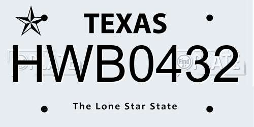 HWB0432 Texas License Plate