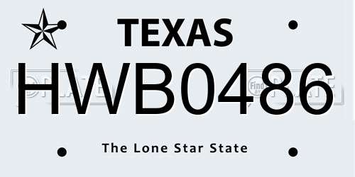 HWB0486 Texas License Plate