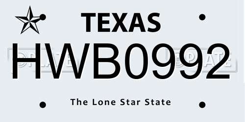 HWB0992 Texas License Plate