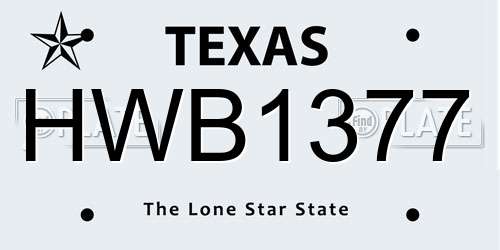 HWB1377 Texas License Plate