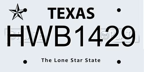 HWB1429 Texas License Plate