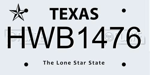 HWB1476 Texas License Plate