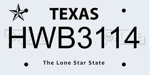 HWB3114 Texas License Plate