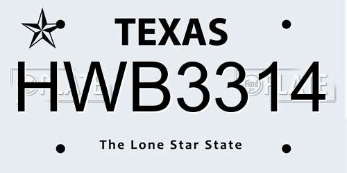 HWB3314 Texas License Plate