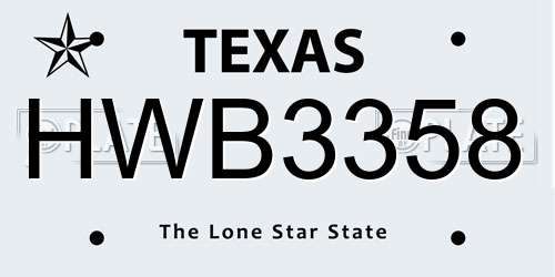 HWB3358 Texas License Plate