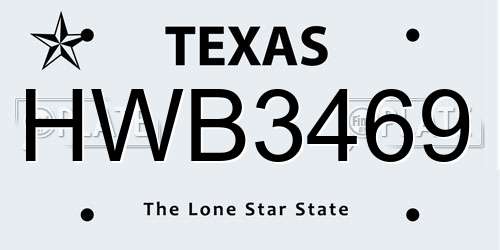 HWB3469 Texas License Plate