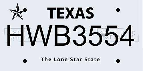 HWB3554 Texas License Plate