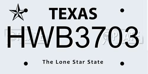 HWB3703 Texas License Plate