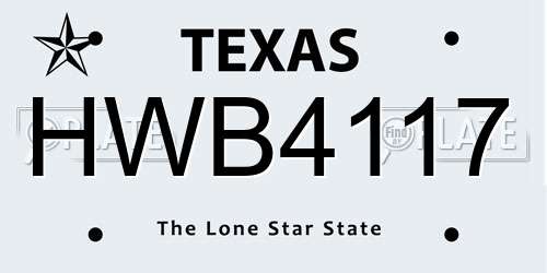 HWB4117 Texas License Plate