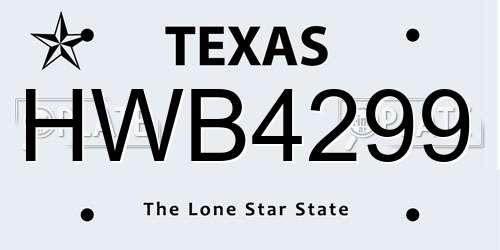 HWB4299 Texas License Plate