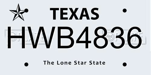 HWB4836 Texas License Plate
