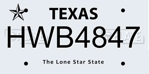 HWB4847 Texas License Plate