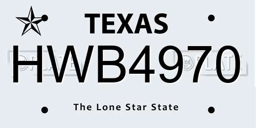 HWB4970 Texas License Plate
