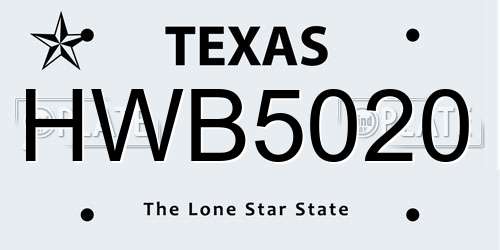 HWB5020 Texas License Plate