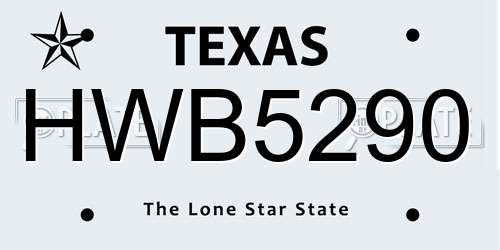 HWB5290 Texas License Plate