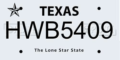 HWB5409 Texas License Plate
