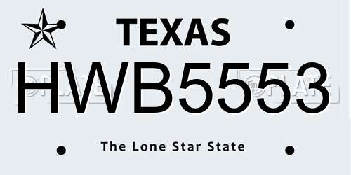 HWB5553 Texas License Plate