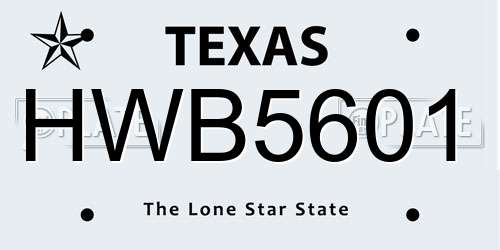 HWB5601 Texas License Plate