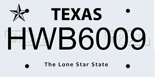 HWB6009 Texas License Plate