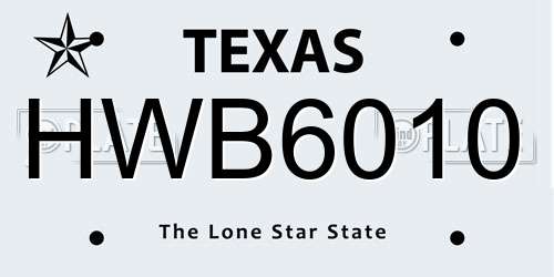HWB6010 Texas License Plate