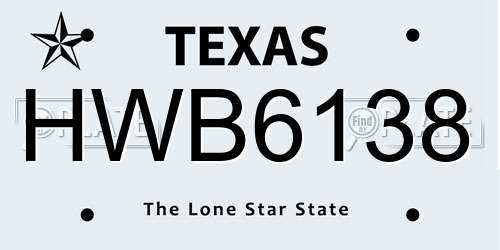HWB6138 Texas License Plate