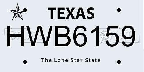 HWB6159 Texas License Plate