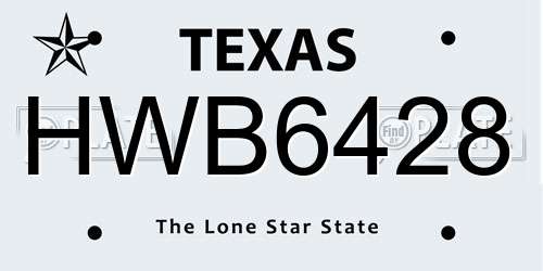 HWB6428 Texas License Plate