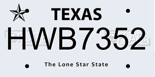 HWB7352 Texas License Plate