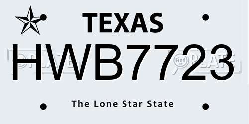 HWB7723 Texas License Plate