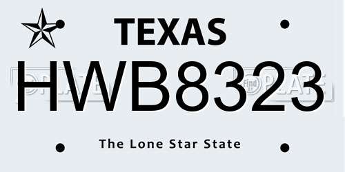 HWB8323 Texas License Plate