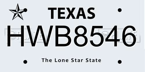 HWB8546 Texas License Plate