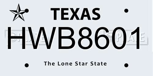 HWB8601 Texas License Plate