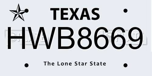 HWB8669 Texas License Plate