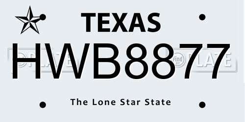 HWB8877 Texas License Plate