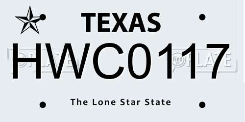 HWC0117 Texas License Plate