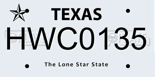 HWC0135 Texas License Plate