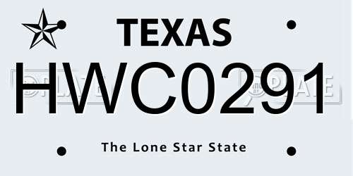 HWC0291 Texas License Plate