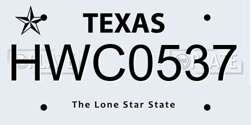 HWC0537 Texas License Plate