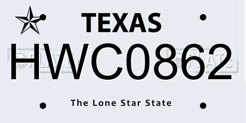 HWC0862 Texas License Plate