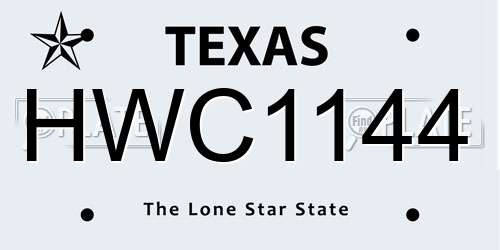 HWC1144 Texas License Plate