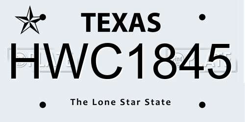 HWC1845 Texas License Plate