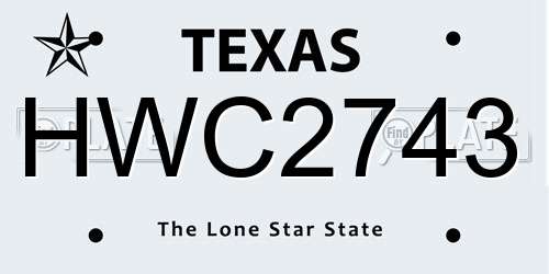 HWC2743 Texas License Plate