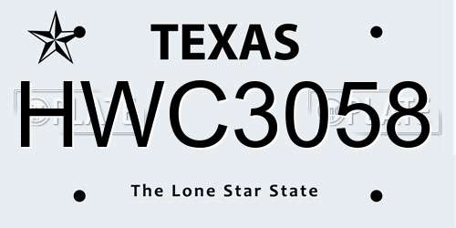 HWC3058 Texas License Plate