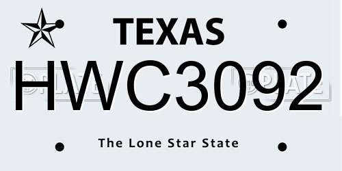 HWC3092 Texas License Plate