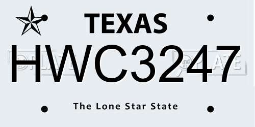 HWC3247 Texas License Plate