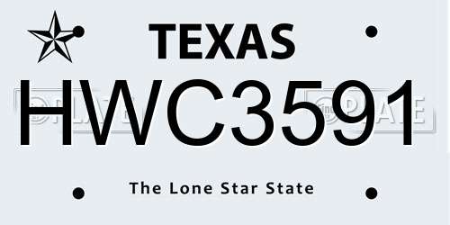 HWC3591 Texas License Plate
