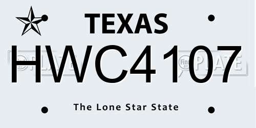 HWC4107 Texas License Plate