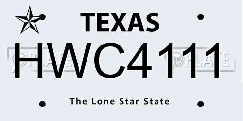 HWC4111 Texas License Plate