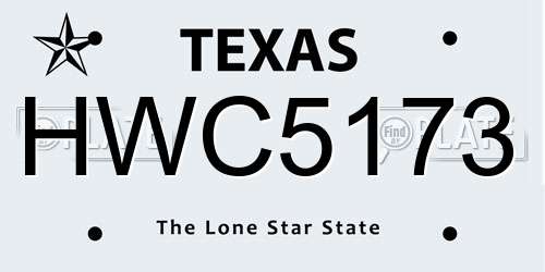 HWC5173 Texas License Plate